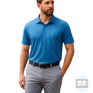 Adidas Golf Mens Ultimate 365 Performance Polo Shirt Blue Short Sleeve Size L